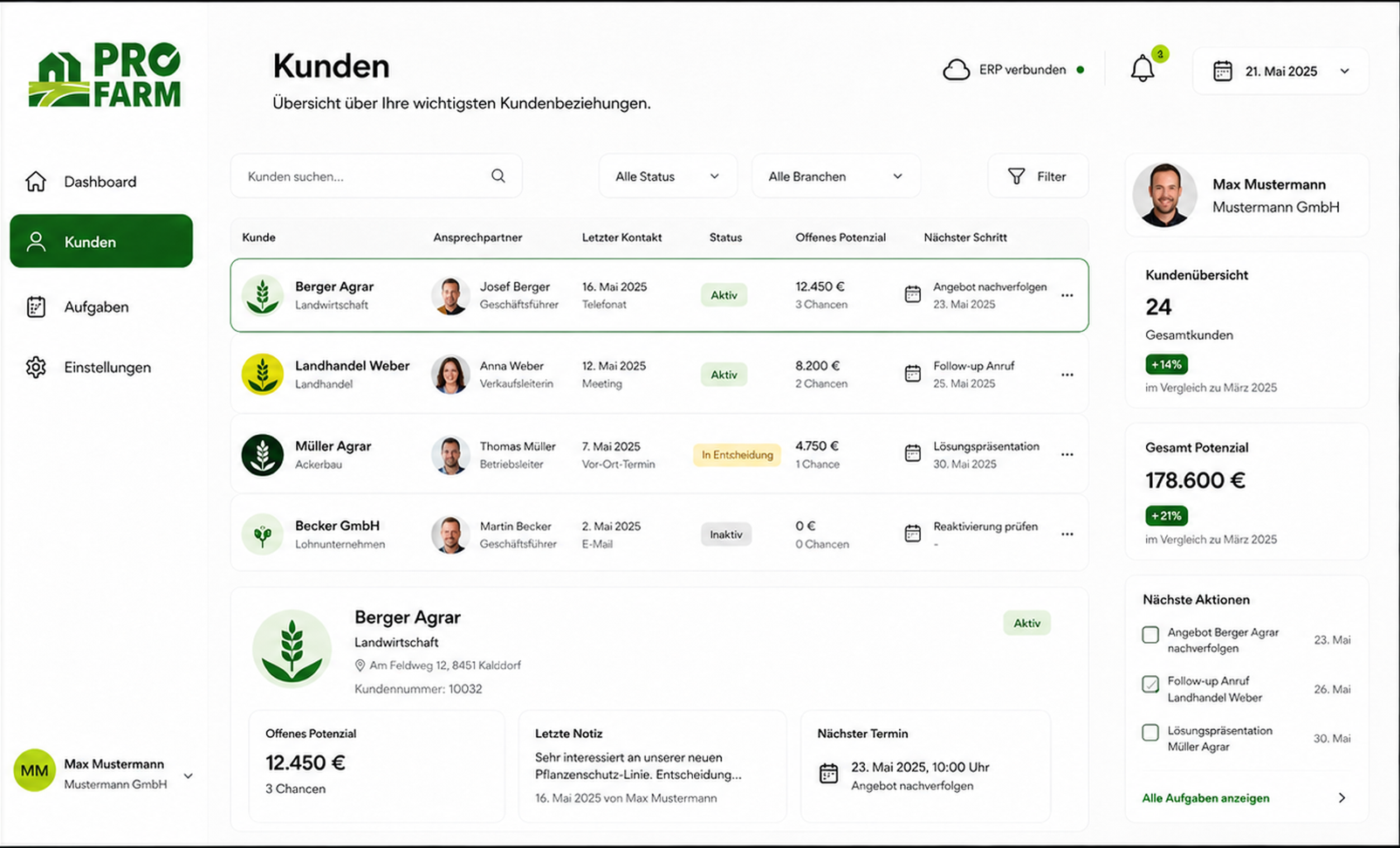 PROFarm customer portal